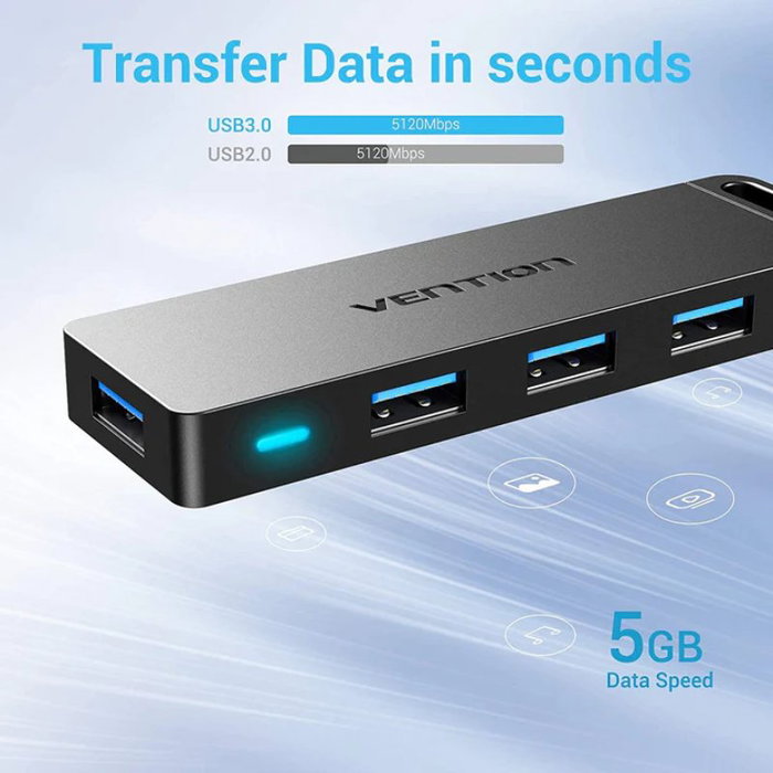 Vention Hub USB 3.0 CHLBD 4xUSB MicroUSB PD 50cm